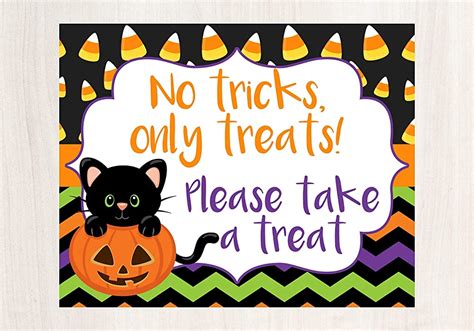 Halloween Porch Decorations Halloween Sign No Tricks Only