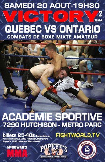 Victory Mma 2 Quebec Vs Ontario Mma Event Tapology