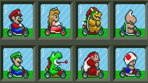 Playable Characters Side View From Super Mario Kart On Snes Hama Bead