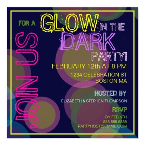 Glow In The Dark Blacklight Party Invitation 525 Square Invitation