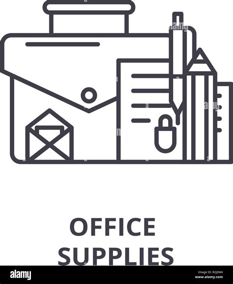 Office Supplies Line Icon Concept Office Supplies Vector Linear