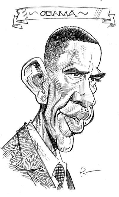 Presidential Caricatures 44 Barack Obama Caricature Drawing