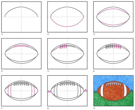 Easy How To Draw A Football Tutorial Video And Football Coloring Page