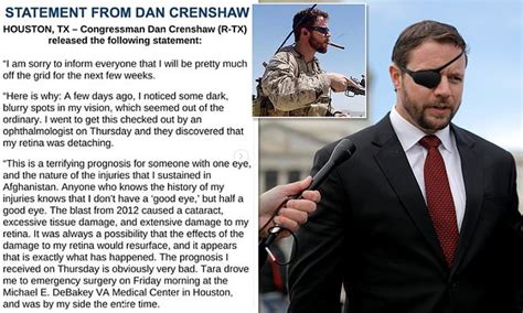 Rep Dan Crenshaw Reveals Hell Be Blind For A Month After Undergoing