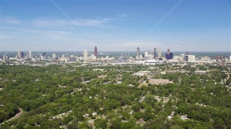 Midtown And Downtown Atlanta Seen From Above The Trees In West Atlanta