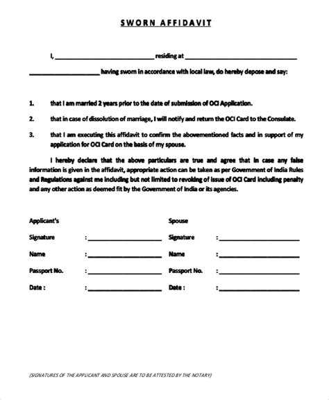 Affidavit Sample Letter For Immigration Hq Printable Documents The