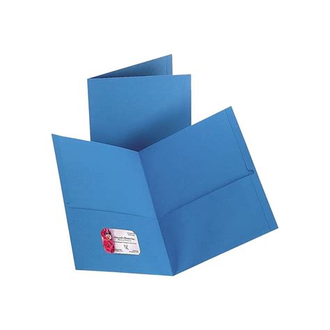 Staples 2 Pocket Folder Light Blue 10pk 13381 Cc