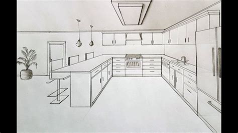 How To Draw A Kitchen In One Point Perspective Interior Design
