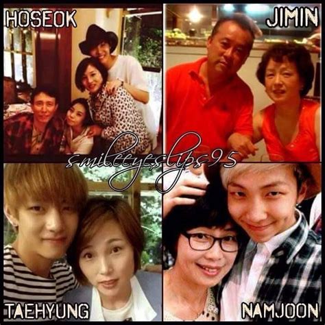 Some of the member's families. ^-^ ( Taehyung's mom is so gorgeous wow ...