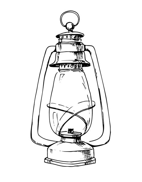 Vintage Hand Drawn Old Lantern Vector Sketch Of Retro Lamp With