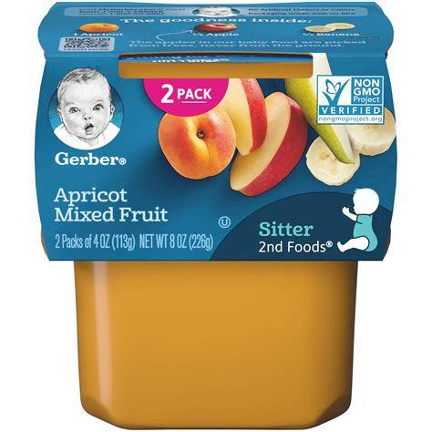 Gerber 2nd Foods Apricot Mixed Fruit 4 Oz Tubs 2 Count