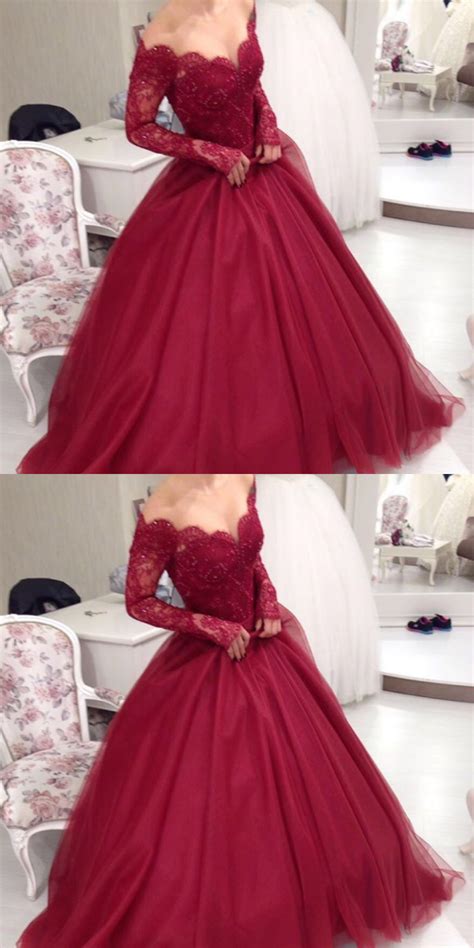 Dirndl kleider für jeden anlass: Weinrot Brautkleider Mit Ärmel Spitze Tüll Prinzessin ...