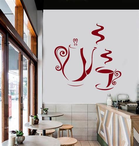 Wall Vinyl Decal Coffee Cup And Pot Decor For Kitchen By Boldartsy