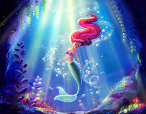 Ariel The Little Mermaid Disney Fine Art Little Mermaid Wallpaper Mermaid Wallpapers Disney