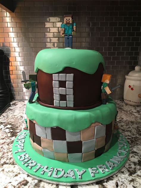 Minecraft Cake With Steve Character Minecraft Cake Cake Birthday