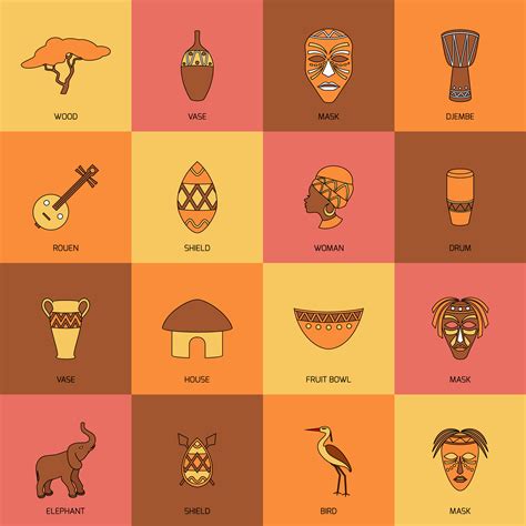 Africa Icons Line Flat 438680 Vector Art At Vecteezy