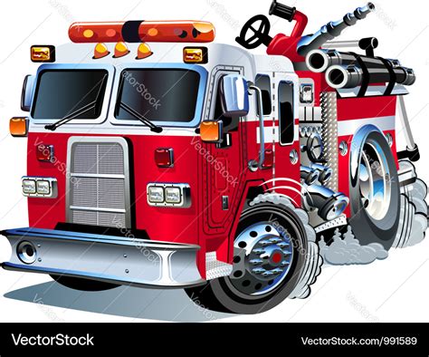 Cartoon Fire Truck Royalty Free Vector Image Vectorstock