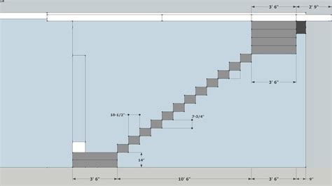 L Shaped Staircase With Dimensions 3d Warehouse