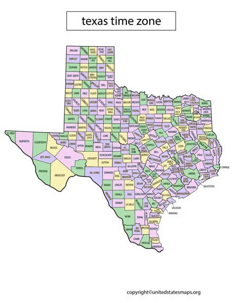 Texas Time Zone Map Map Of Texas Time Zones