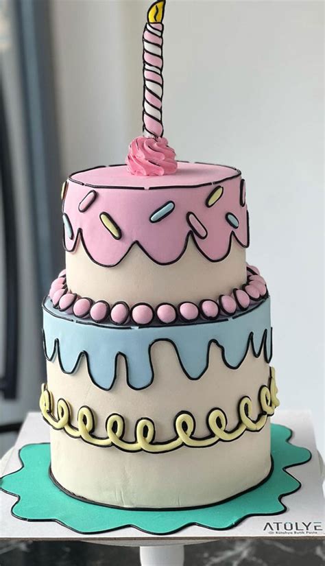 50 Cute Comic Cake Ideas For Any Occasion Pastel Blue And Pink