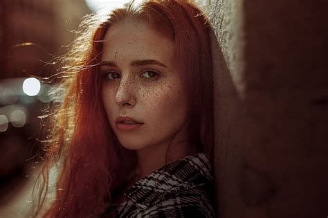 Look Girl Face Portrait Freckles Red Redhead Freckled Kassio Epia Hd Wallpaper