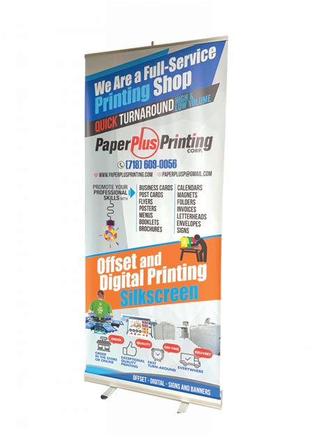 Retractable Banner 33×80 Or 47×80 W Stand Paper Plus Printing New York