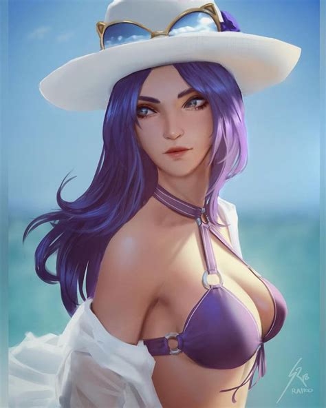 Https Deviantart Com Raikoart Art Pool Party Caitlyn