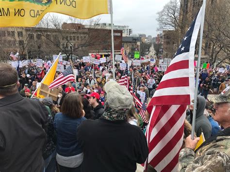 large crowds protest wisconsin s safer at home order outside madison capitol