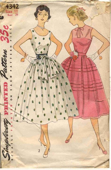 Simplicity 4342 Vintage 1950s Fancy Dress Pattern Xs Etsy Винтажные
