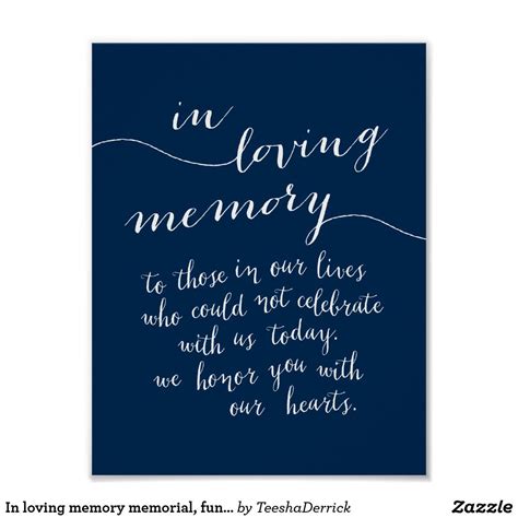 In Loving Memory Memorial Funeral Navy Blue Poster In Loving Memory
