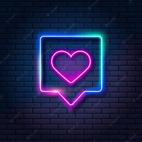 Premium Vector Neon Heart In Speech Bubble On Dark Brick Wall