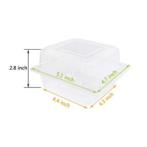 Pcs Clear Plastic Take Out Containers Square Hinged Food Containers