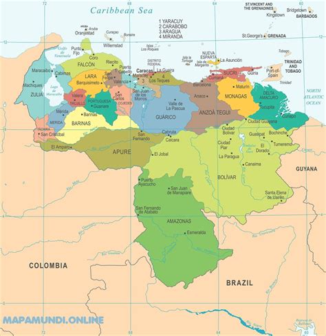 Mucho Pantalones Entrar Venezuela Mapa Politico Ciudades El Actual