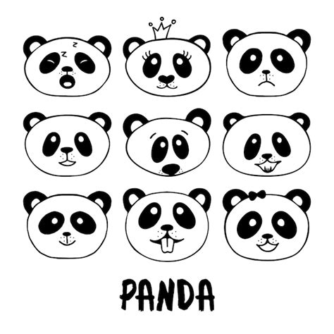 Premium Vector Set Of Hand Drawn Panda Doodles