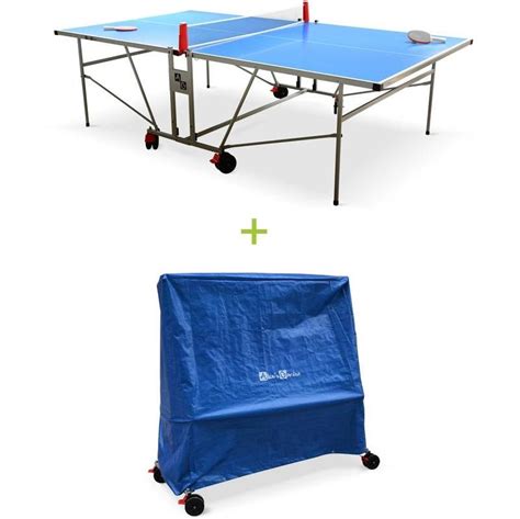 Table De Ping Pong Outdoor Bleue Avec Sa Housse Table Pliable Avec 2