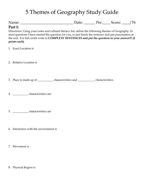Geography Worksheets High School —