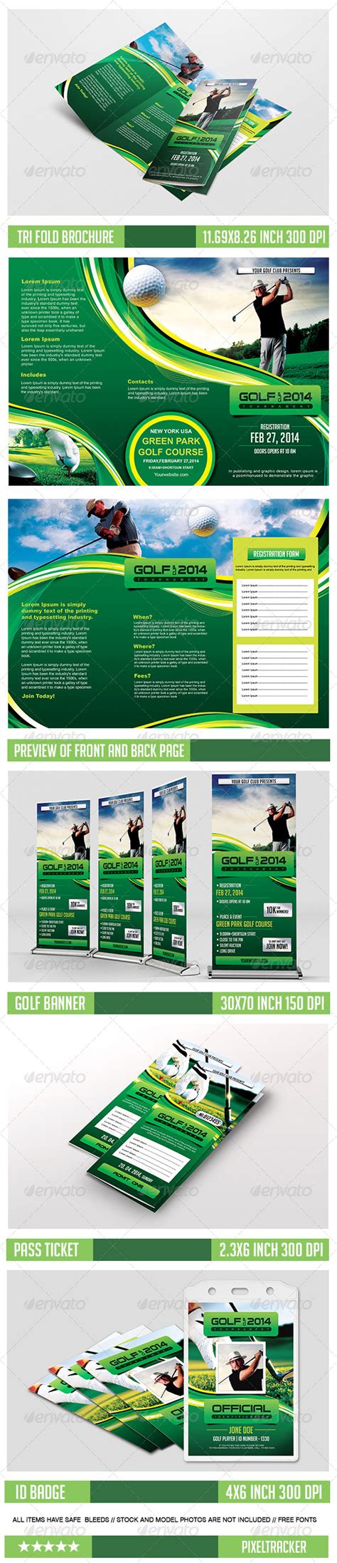Golf Event Tri Fold Brochure And Banner Template Golf Event Brochure