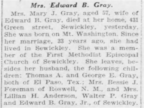 obituary mrs e b gray