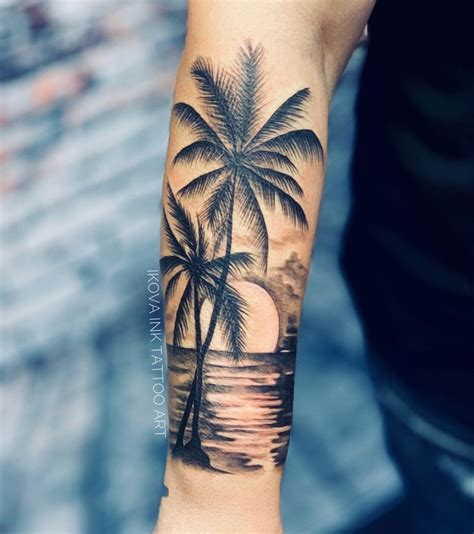 Beach Tattoo Sleeve By Ikova Tattoo Forearm Band Tattoos Palm