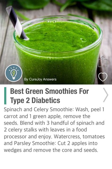 These recipes yield sweet treats that are satisfying enough for everyone to enjoy. Best Green Smoothies For Type 2 Diabetics - via @CureJoy ...