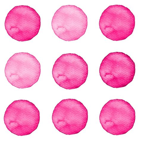 Watercolor Circles Collection Pink Colors Stains Set Isolated On White