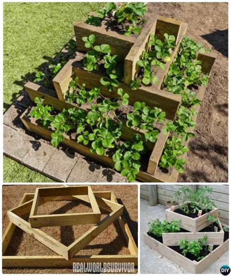 Strawberries How To Build Tiered Box Planter Tower 20 Diy Raised Garden