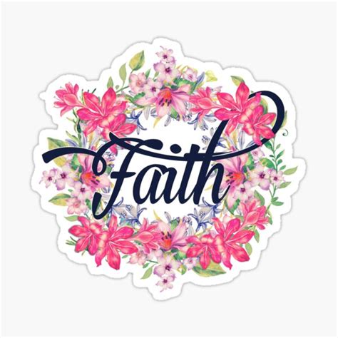 Faith Cool Girly Inspirational Floral Typography Sticker For Sale