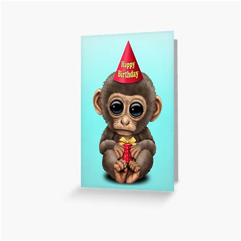 Cute Happy Birthday Baby Monkey Greeting Card For Sale By