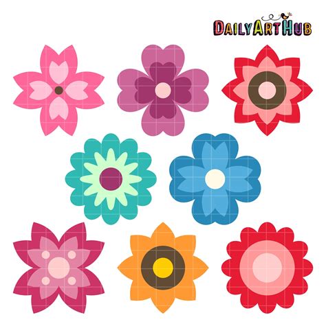 Free Simple Spring Flowers Clip Art Set Free Clip Art Free Art Rock