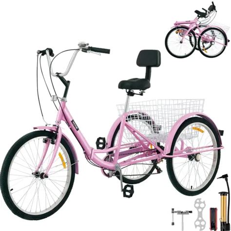 foldable adult tricycle 24 wheels 7 speed trike 3 wheels trike w basket pink 251 92 picclick