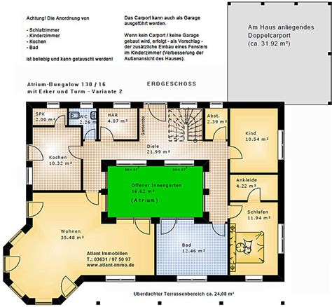 Gallery haus mit atrium bauen. Atrium Bungalow 15 130 / 16 Variante 2 Grundriss mit Erker ...