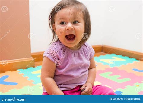 Adorable Baby Girl Screaming Stock Image Image Of Cube Girl 55541391