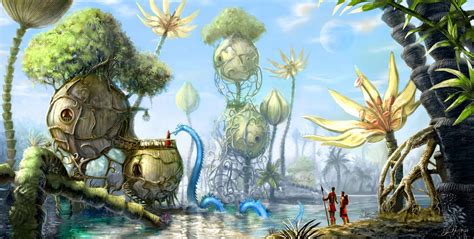 Woman in white dress standing on rock. Fantasy Landscape by Deevad on DeviantArt
