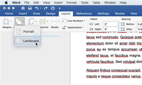 How to make one page landscape or portrait in Word